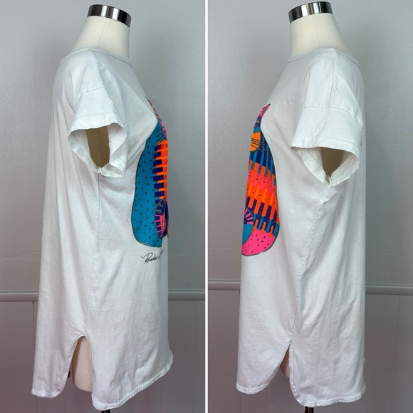 Salsa Caliente Rainbow Cat Cousins Tee Shirt Cover Up Size M Vintage Cozumel - Picture 7 of 17